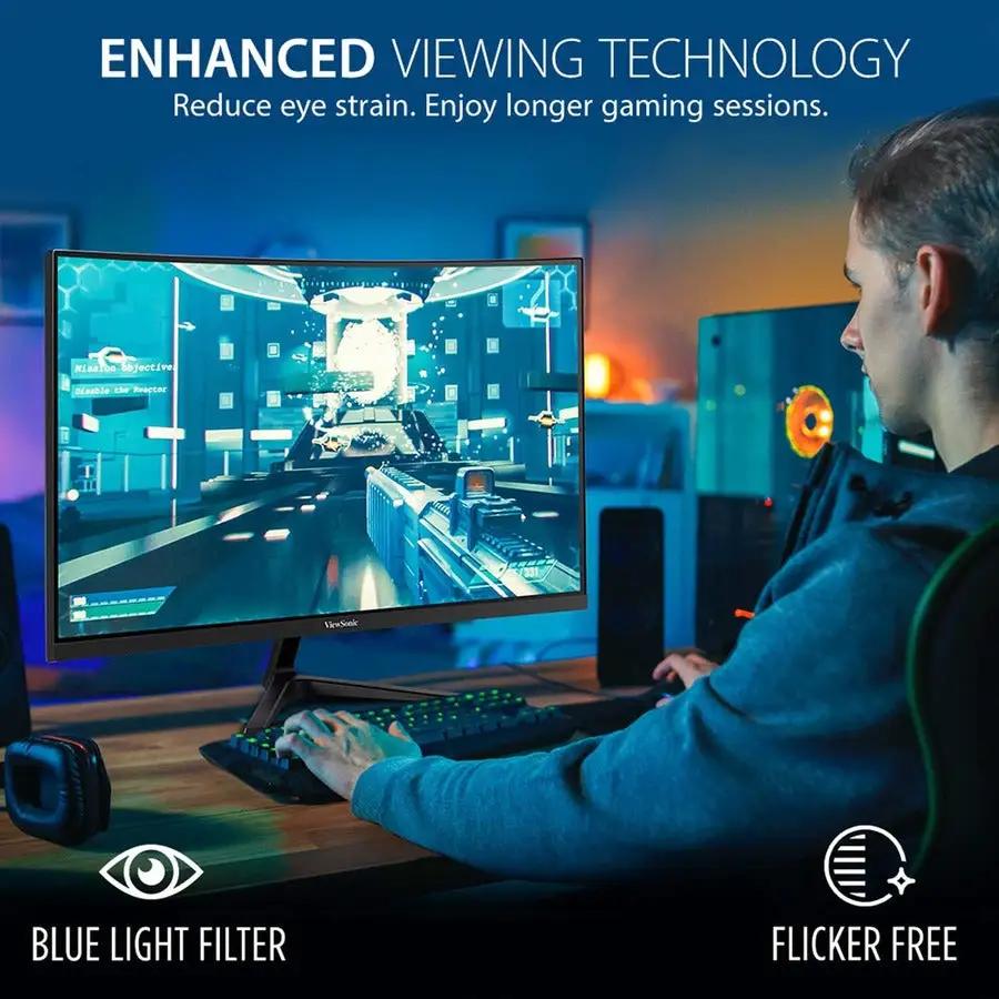 ViewSonic OMNI VX2718 MHD 27-inch curved gaming monitor, WQHD 165Hz, with blue light filter and flicker-free tech