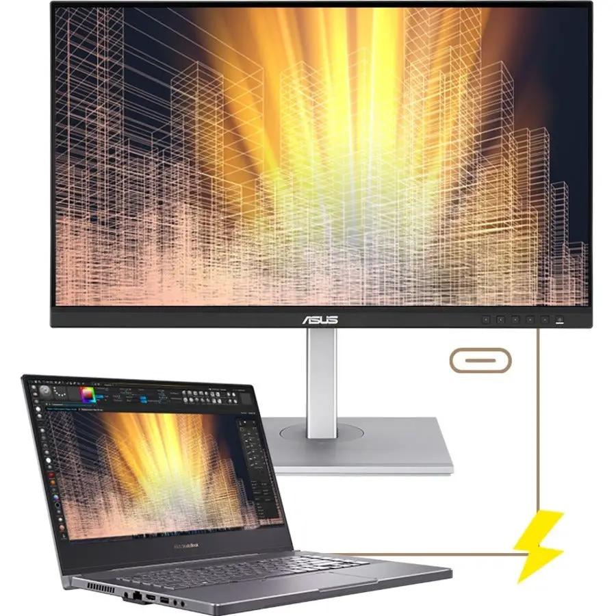 ASUS ProArt Display PA278CV 27-inch WQHD IPS monitor with laptop connected via USB-C