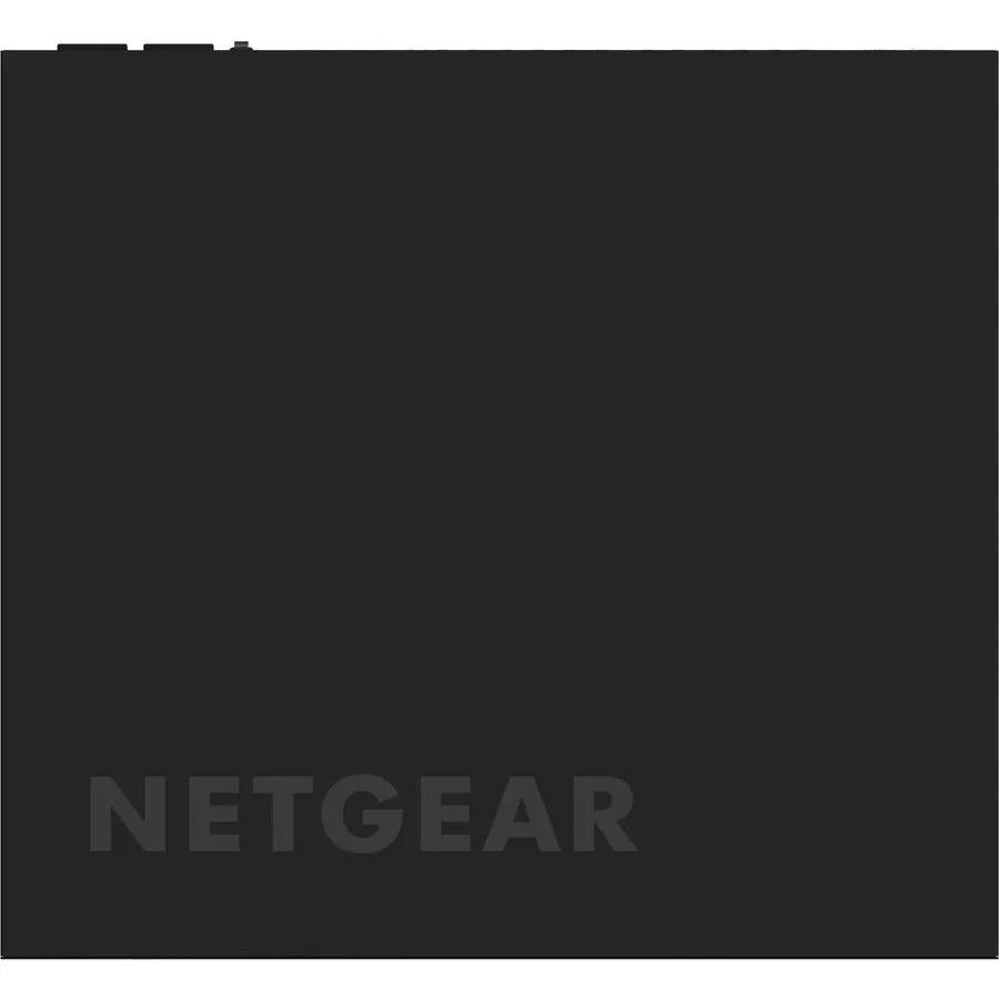 Netgear AV Line M4250 26-Port Gigabit PoE++ SFP Managed Switch on black surface with NETGEAR logo
