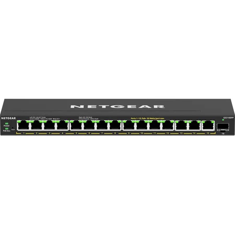 Netgear Plus 231W 16-Port Gigabit PoE+ switch with 1 SFP port