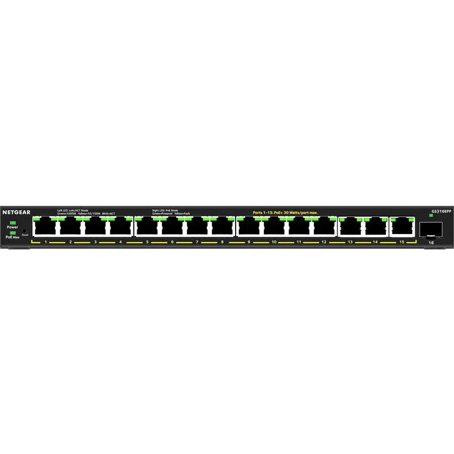 NETGEAR Plus 231W 16-Port Gigabit PoE+ Switch with 1 SFP port