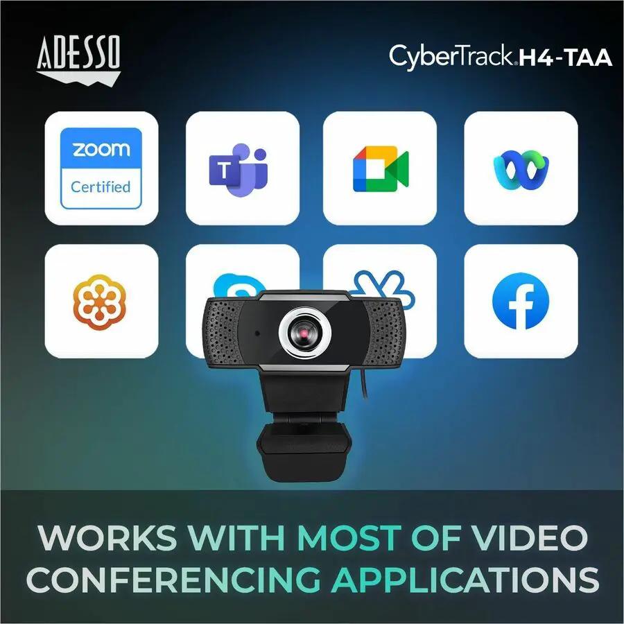 Adesso 1080P HD USB webcam with built-in microphone, TAA compliant