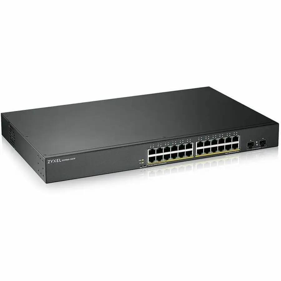 Zyxel GS1900-24HP 24-Port PoE+ switch in black with 2 SFP uplinks