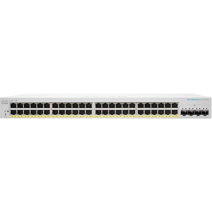Cisco CBS220 48-Port PoE Gigabit Managed Switch with 4 SFP uplinks, white chassis