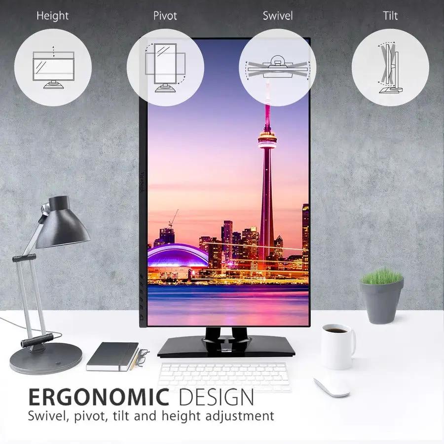 ViewSonic VP2756 27-inch 4K UHD IPS monitor on a white desk with keyboard