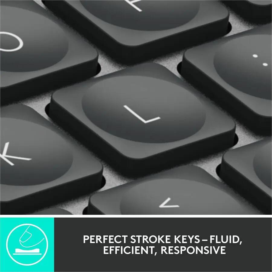 Logitech MX Keys Wireless Illuminated Keyboard for Business, Quiet Perfect-Stroke Keys, Logi Bolt Technology - Graphite