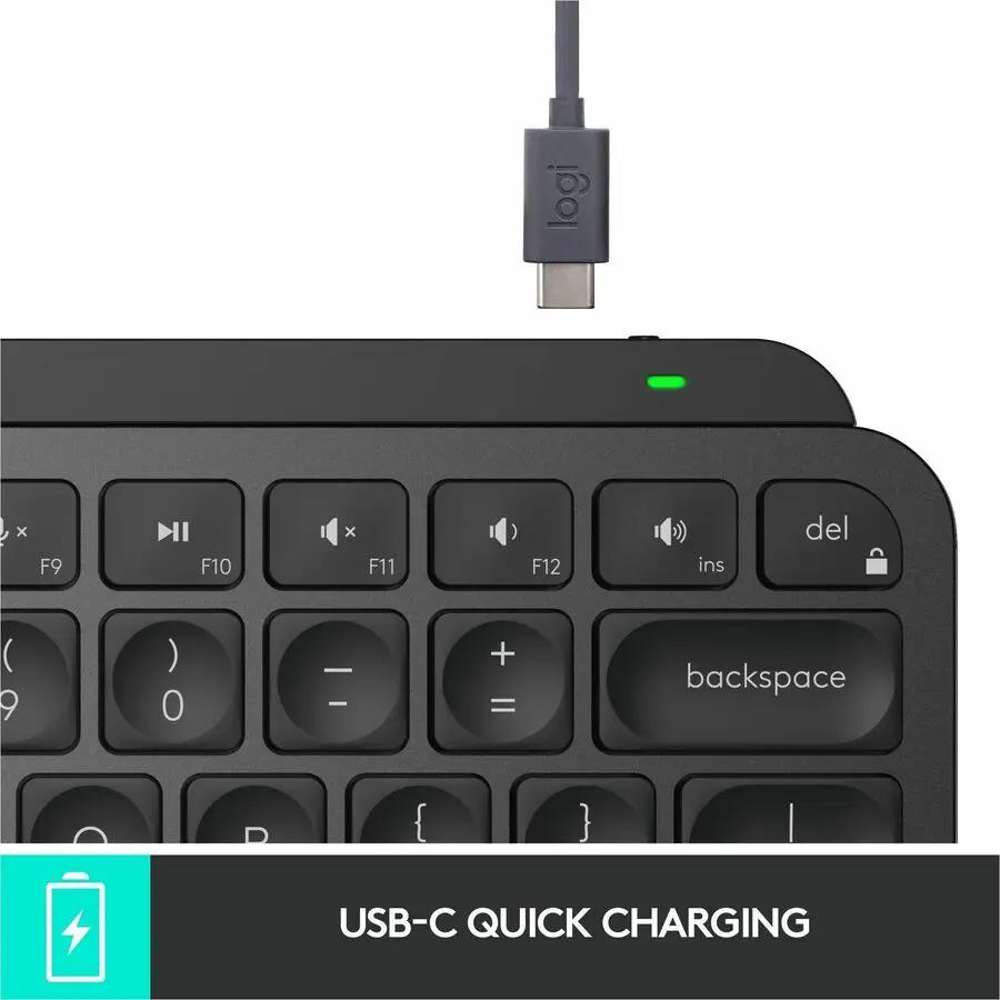 Logitech MX Keys Mini Minimalist Wireless Illuminated Keyboard, Compact, Bluetooth, Backlit, USB-C, Black