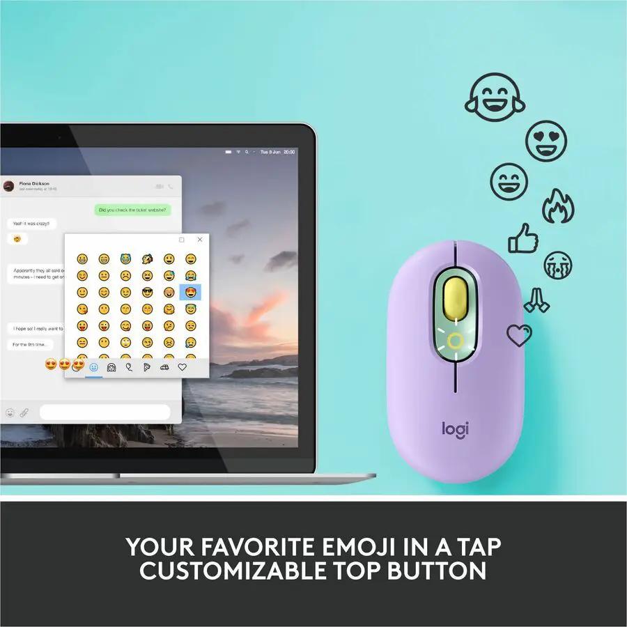 Logitech POP Mouse, Wireless Mouse with Customizable Emojis, SilentTouch Technology, Precision Scroll, Daydream