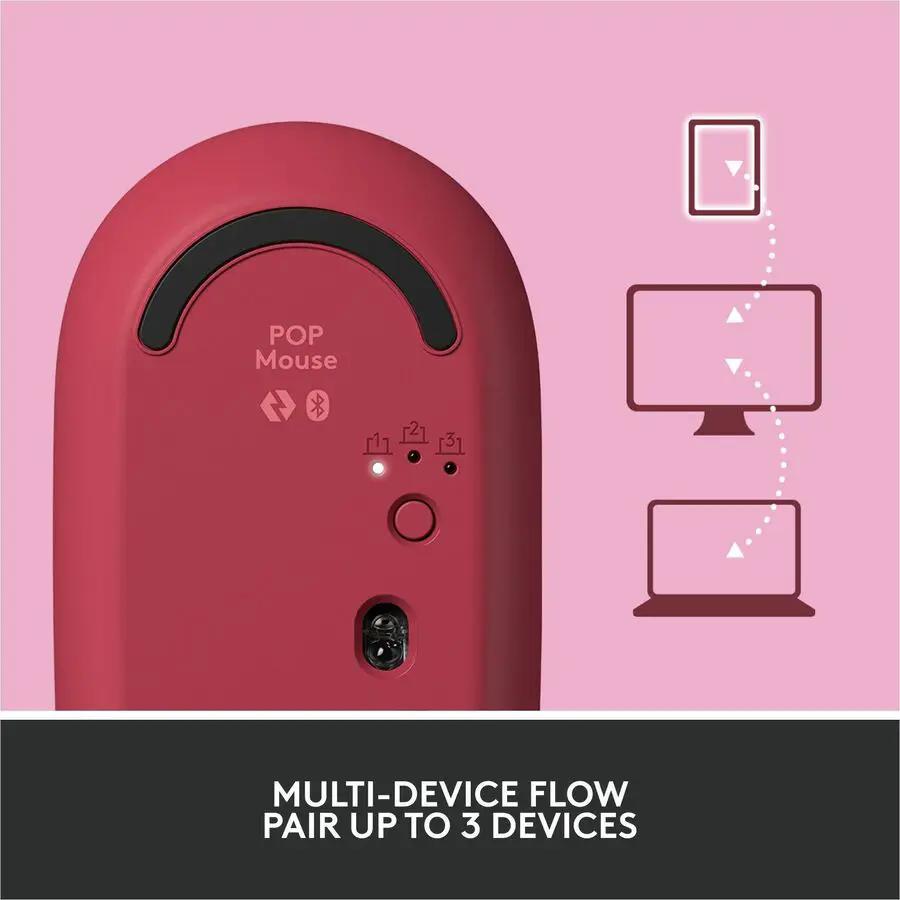 Logitech POP Mouse, Wireless Mouse with Customizable Emojis, SilentTouch Technology, Precision/Speed Scroll, Rose
