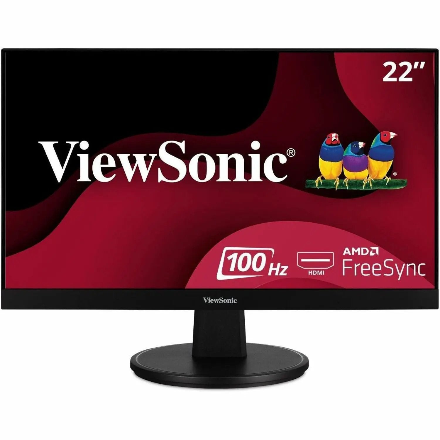 ViewSonic VA2247MH 22-inch black monitor with slim bezel, 100 Hz, HDMI, VGA, FreeSync