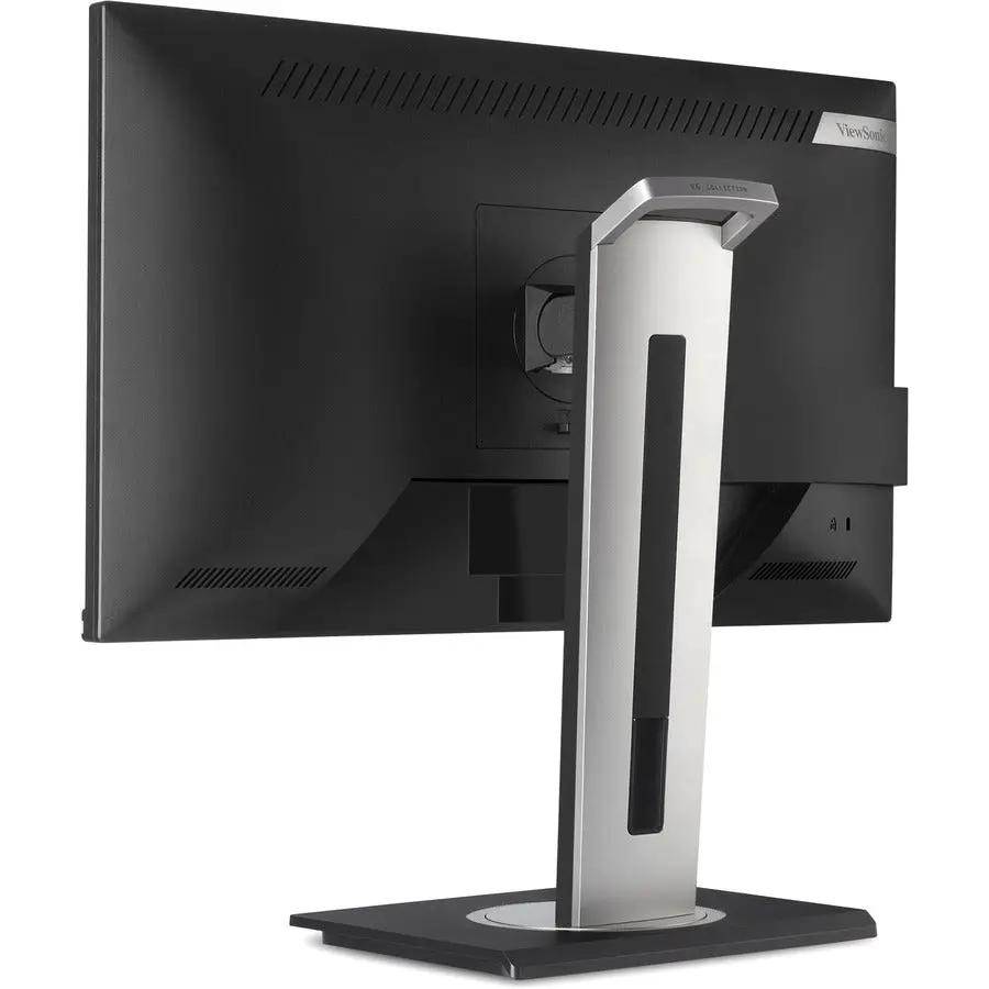 ViewSonic VG2448A 24-inch IPS monitor on a silver metal stand, back view.