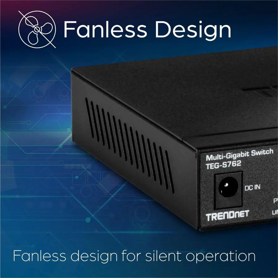 TRENDnet TEG-S762 6-Port 10GbE unmanaged switch, black, fanless design