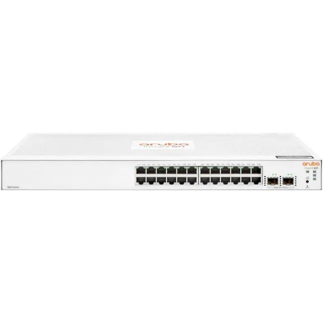 HPE Aruba Instant On 1830 24-port Gigabit switch with 2 SFP uplinks, white