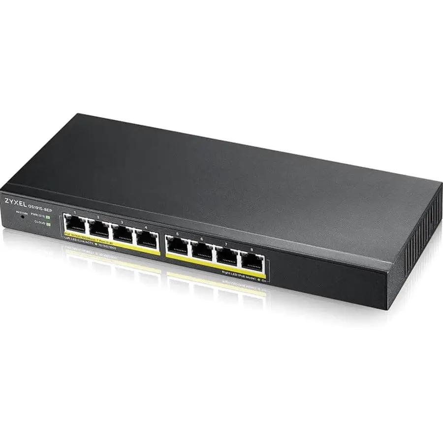Zyxel Nebula GS19158EP 8-Port Gigabit PoE+ Switch, black metal enclosure