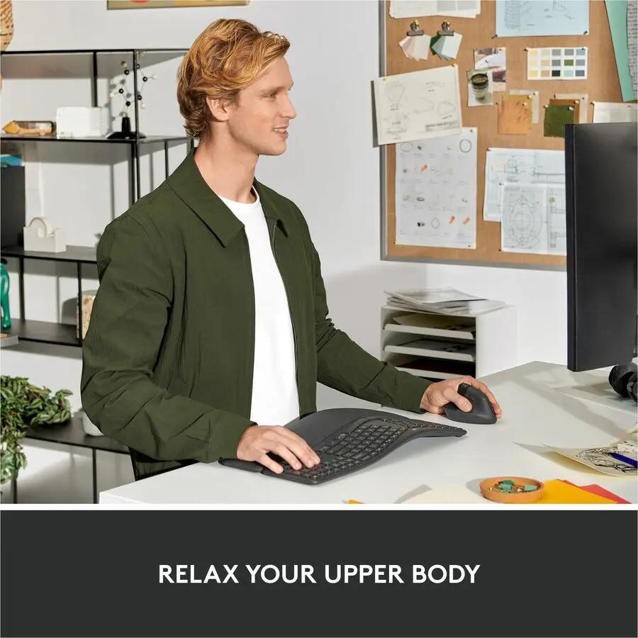 Logitech Lift Left Vertical Ergonomic Mouse, Left-handed, Wireless, Bluetooth or Logi Bolt USB, Quiet clicks, Graphite