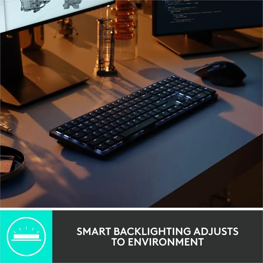 Logitech MX Mechanical Wireless Illuminated Performance Keyboard, Linear Switches, Backlit Keys, Bluetooth