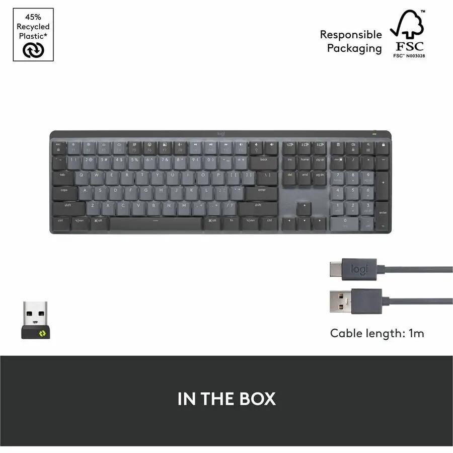 Logitech MX Mechanical Wireless Illuminated Performance Keyboard, Linear Switches, Backlit Keys, Bluetooth