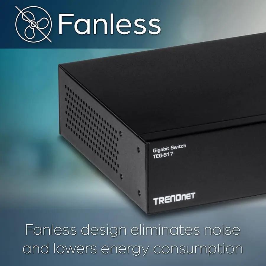 TRENDnet TEG-S17 16-Port Gigabit Unmanaged Switch, black metal enclosure