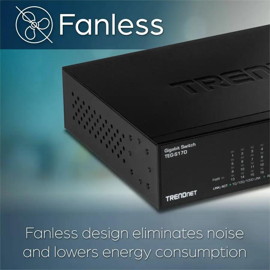 TRENDnet TEG-S17D 16-port Gigabit unmanaged switch, black