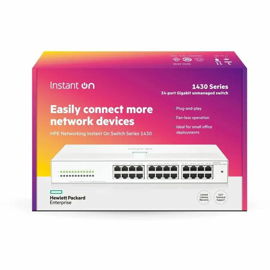 HPE Instant On 1430 Series 24-port Gigabit Unmanaged Switch box
