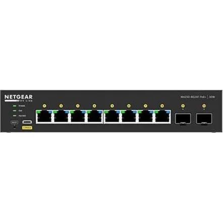 NETGEAR AVLine M4250 8-Port Gigabit PoE+ SFP+ Switch, black front panel
