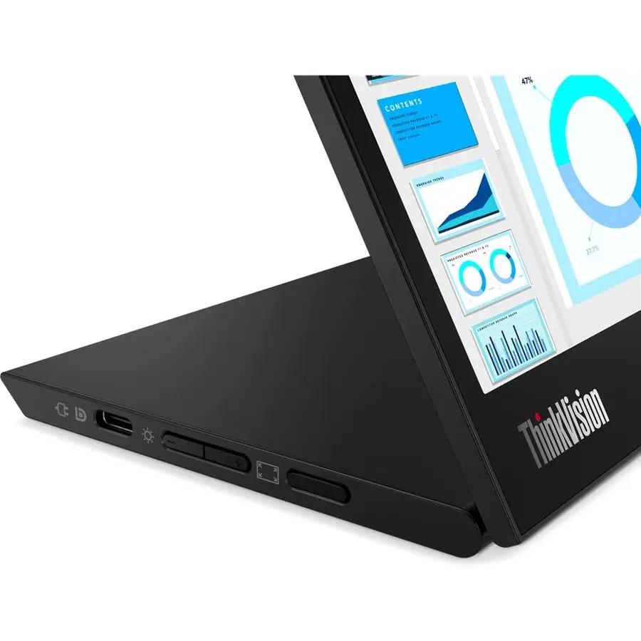 Lenovo ThinkVision M14d 14-inch Raven Black monitor with visible ports along the base