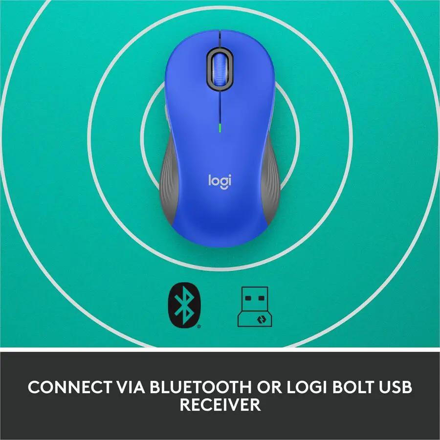Logitech Signature M550 L Full Size Wireless Mouse - For Large Sized Hands, 2-Year Battery, Silent Clicks, Bluetooth, Blue
