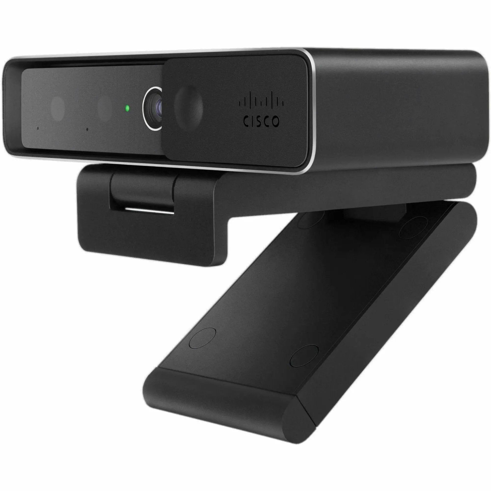 Cisco Desk Cam Carbon 4K USB-C webcam, refurbished, mounted on a stand