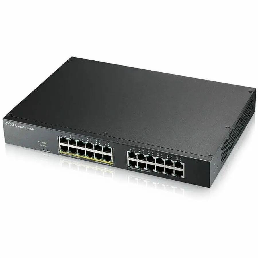 Zyxel GS1915 24-Port Gigabit PoE Managed Switch in black metal enclosure.