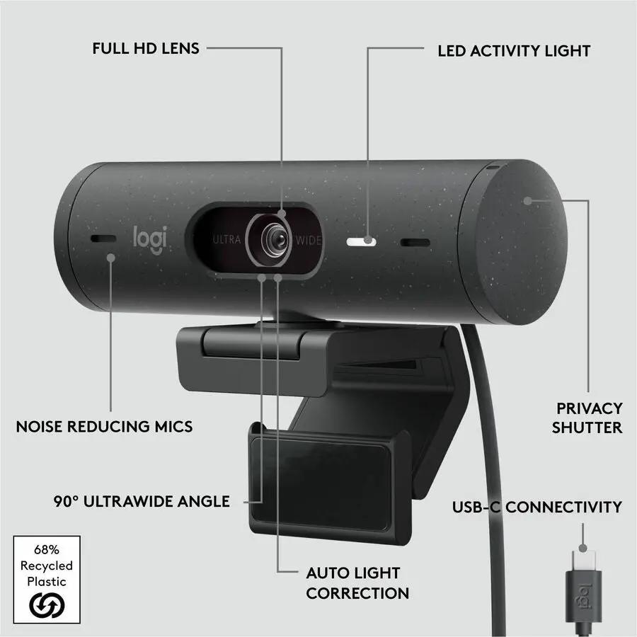 Logi Brio 500 webcam graphite, 1080p Full HD, USB-C, privacy shutter