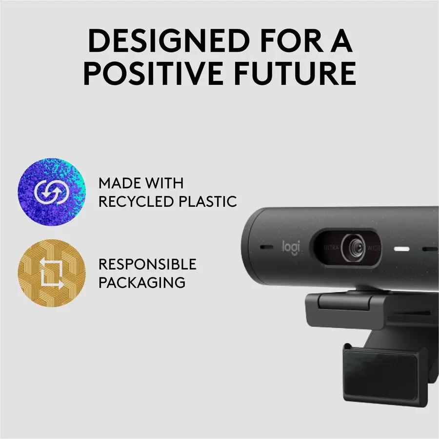 Brio 500 webcam, 1080p, graphite, Logitech, mounted on a clip.