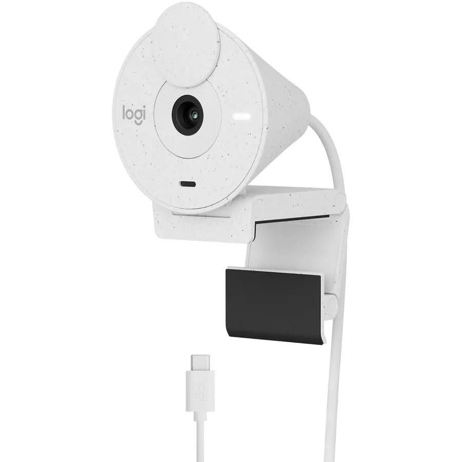 Logitech BRIO webcam, off-white, USB-C, on adjustable mount
