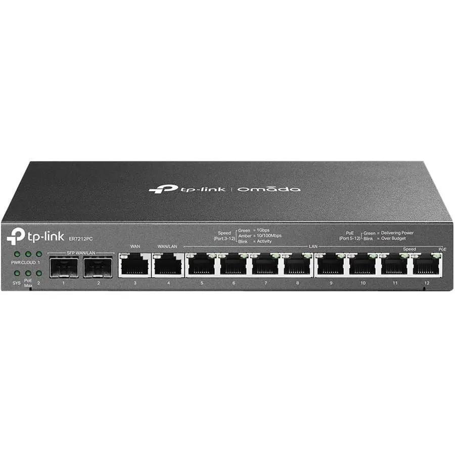 TP-Link Omada ER605 V2 8-Port PoE Plus SFP Managed Router, black metal chassis, front panel with Ethernet ports
