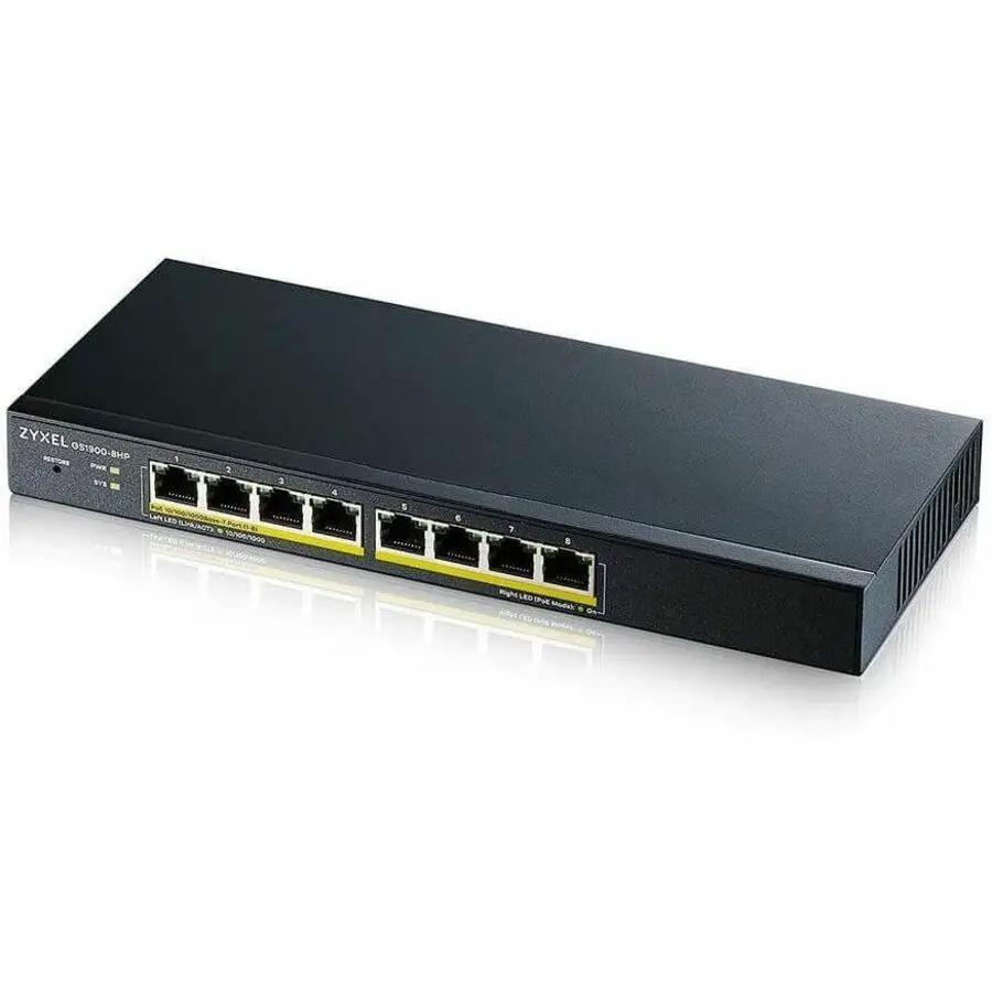 Zyxel GS1900-8HP 8-Port Gigabit PoE+ switch, black metal chassis