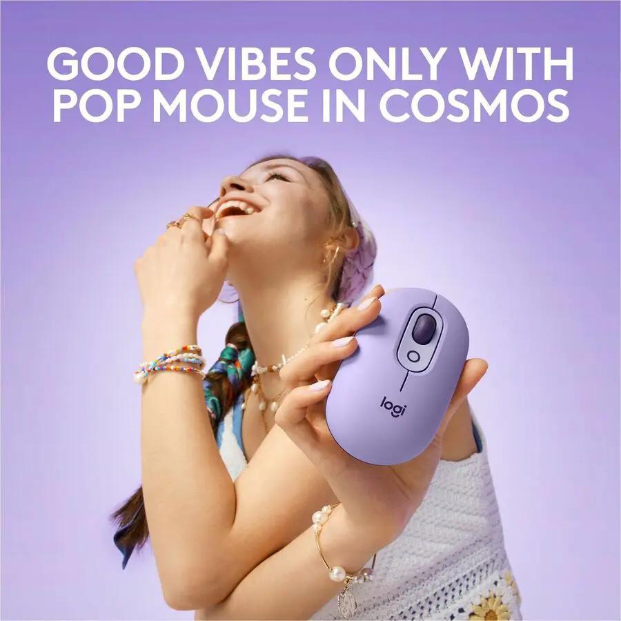 Logitech POP Mouse, Wireless Mouse with Customizable Emojis, SilentTouch Technology, Precision/Speed Scroll, Cosmos