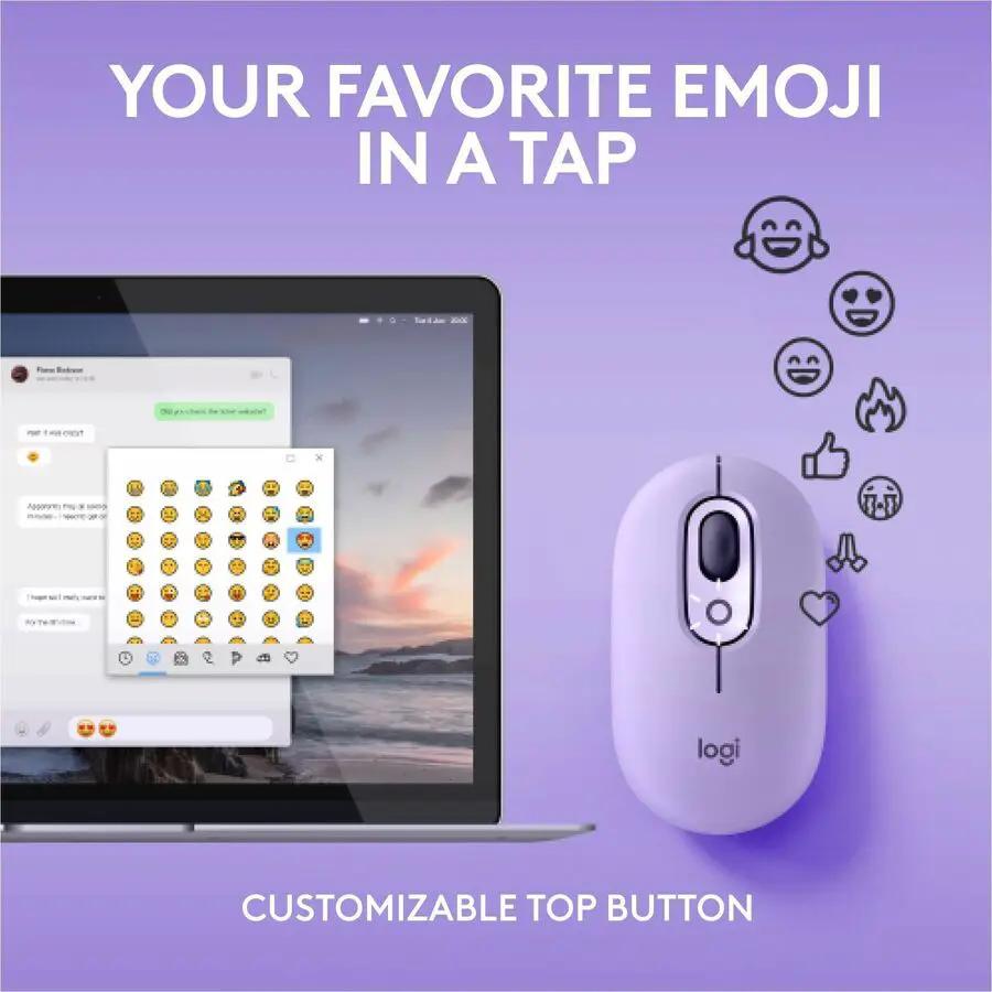 Logitech POP Mouse, Wireless Mouse with Customizable Emojis, SilentTouch Technology, Precision/Speed Scroll, Cosmos