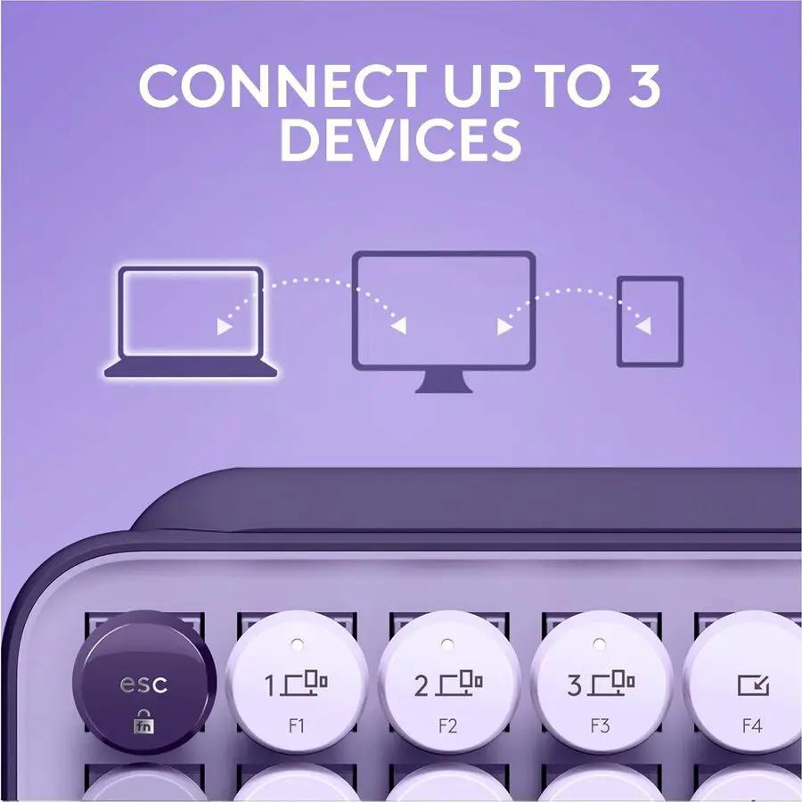 Logitech POP Keys Mechanical Wireless Keyboard with Customizable Emoji Keys, Compact Design, Bluetooth, Cosmos
