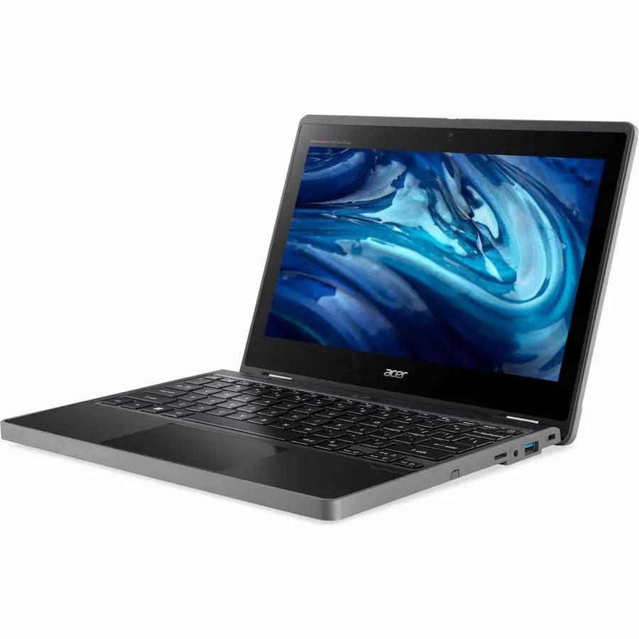 Acer TravelMate Spin B3 2-in-1 laptop, black with silver chassis