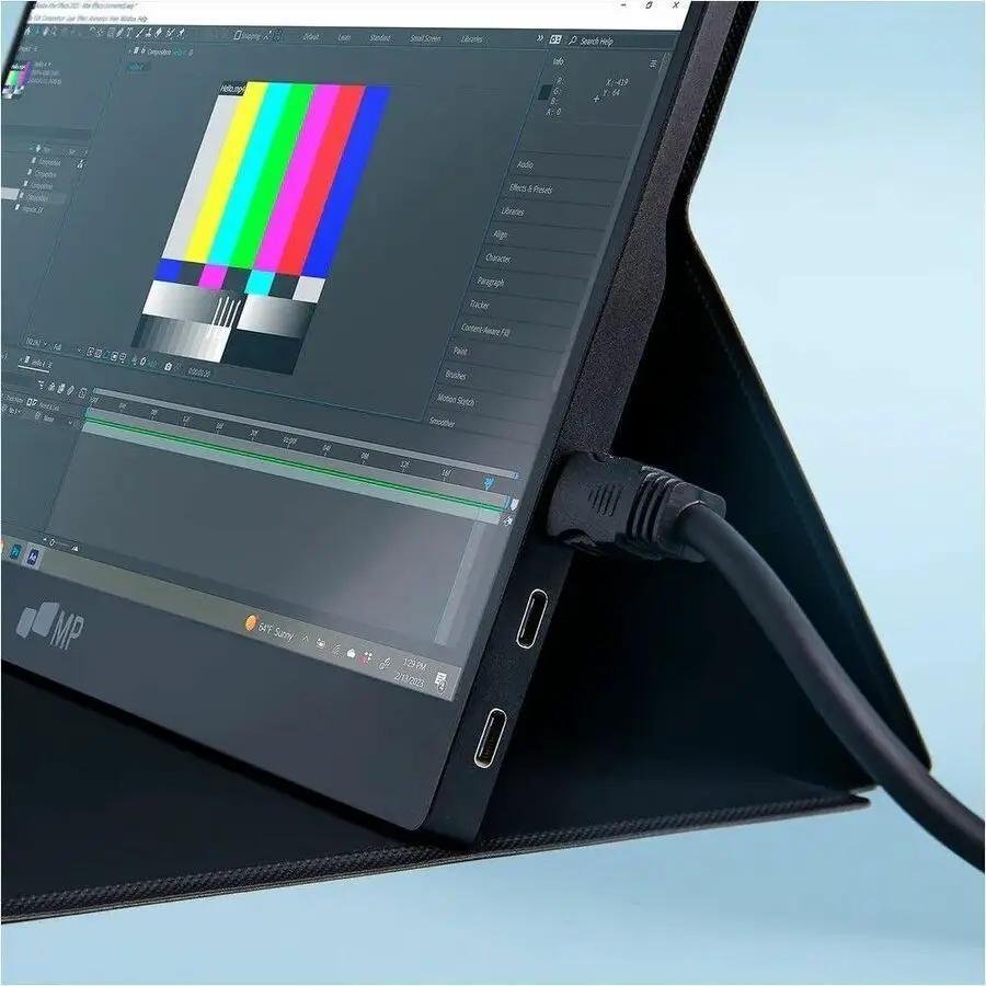 Mobile Pixels Fold 16-inch 1080p FHD monitor connected to a laptop via USB-C