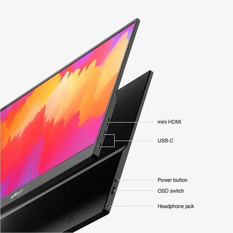 Mobile Pixels Fold 16-inch portable monitor, black, with mini HDMI and USB-C ports