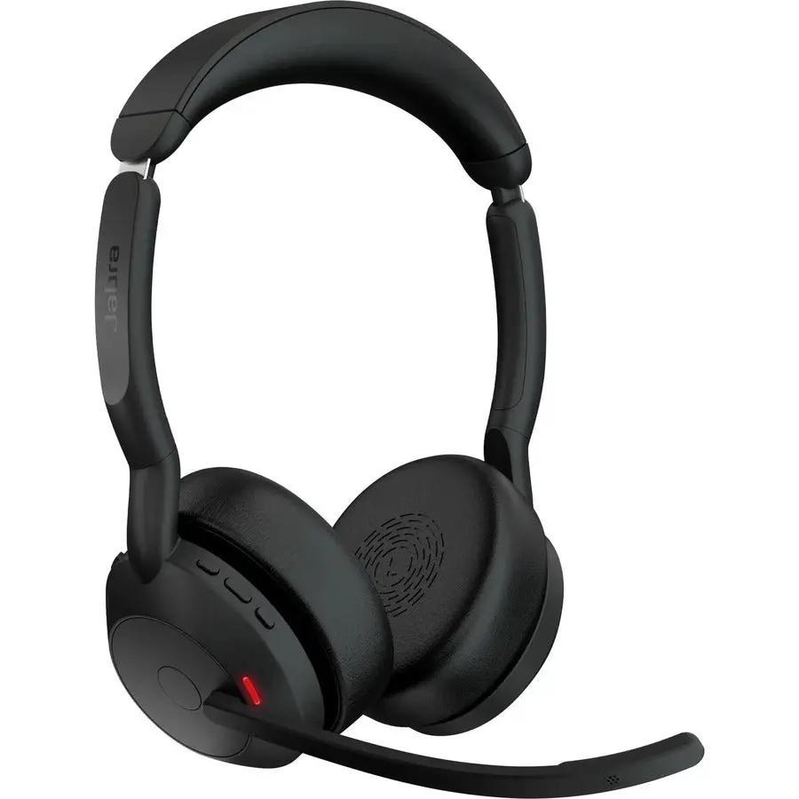Jabra Evolve2 55 wireless headset, black over-ear on white background