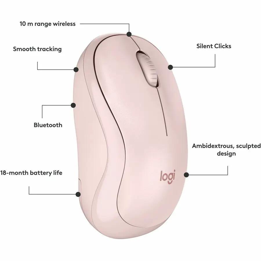 Logitech M240 Silent Bluetooth Mouse, Wireless, Compact, Portable, Smooth Tracking, Rose