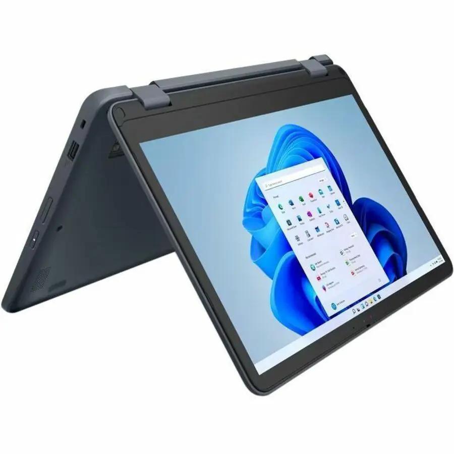 Lenovo Yoga Gen 4 2-in-1 laptop in tent mode, 12.2-inch touchscreen, dark gray.