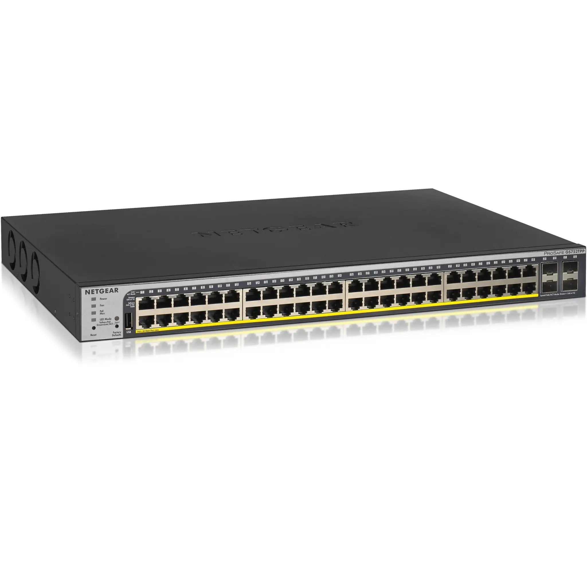 NETGEAR ProSAFE GS752TP 52-port Gigabit PoE+ SFP managed switch, black