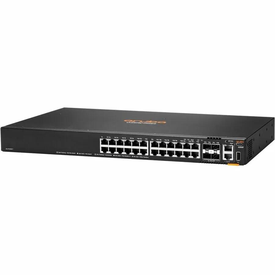 Aruba CX6200F 24-Port SFP+ switch in a 1U black rack-mount chassis