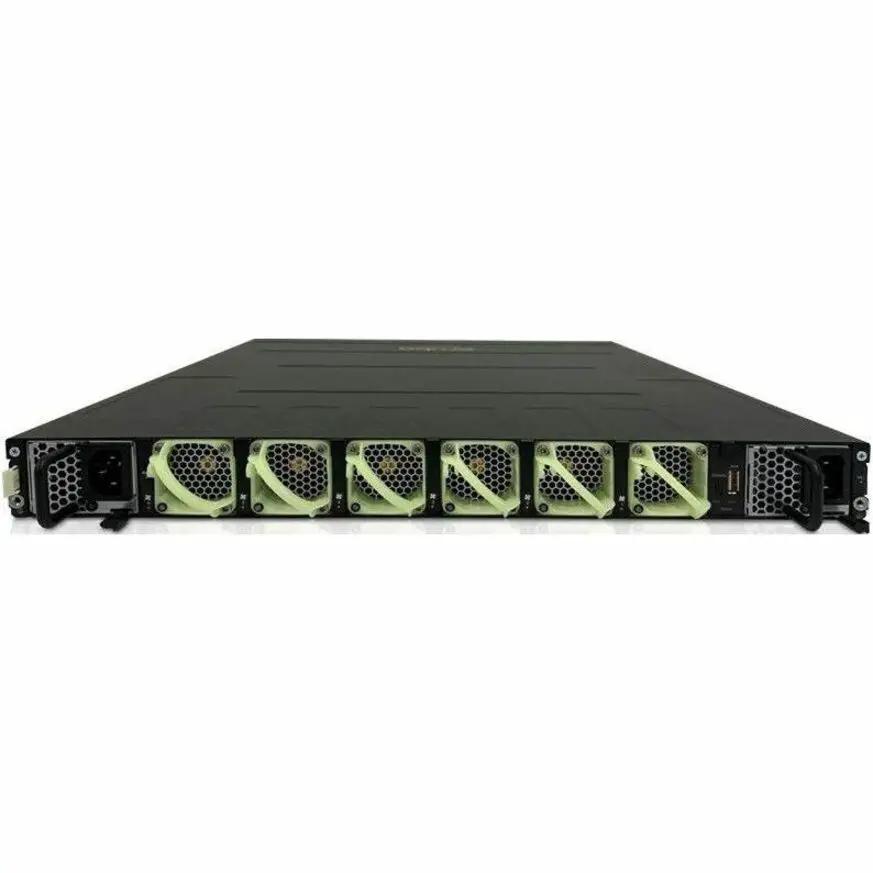 Aruba CX 10000-48Y6C 48-port SFP/SFP+/SFP28 managed switch front view, black rack-mounted chassis with green fans