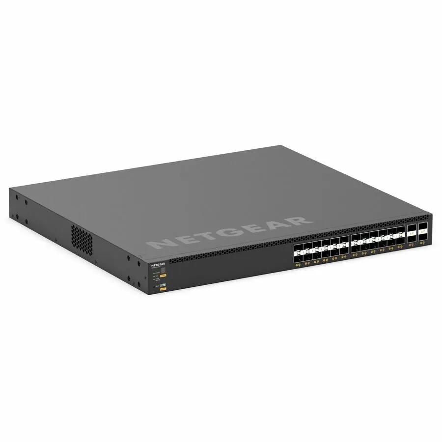 NETGEAR M4350 28-Port Managed Switch, black rack-mountable chassis with front-panel ports