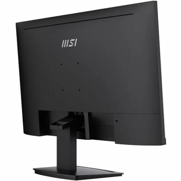 MSI Pro MP273A 27-inch black LCD monitor with stand, rear view showing MSI logo