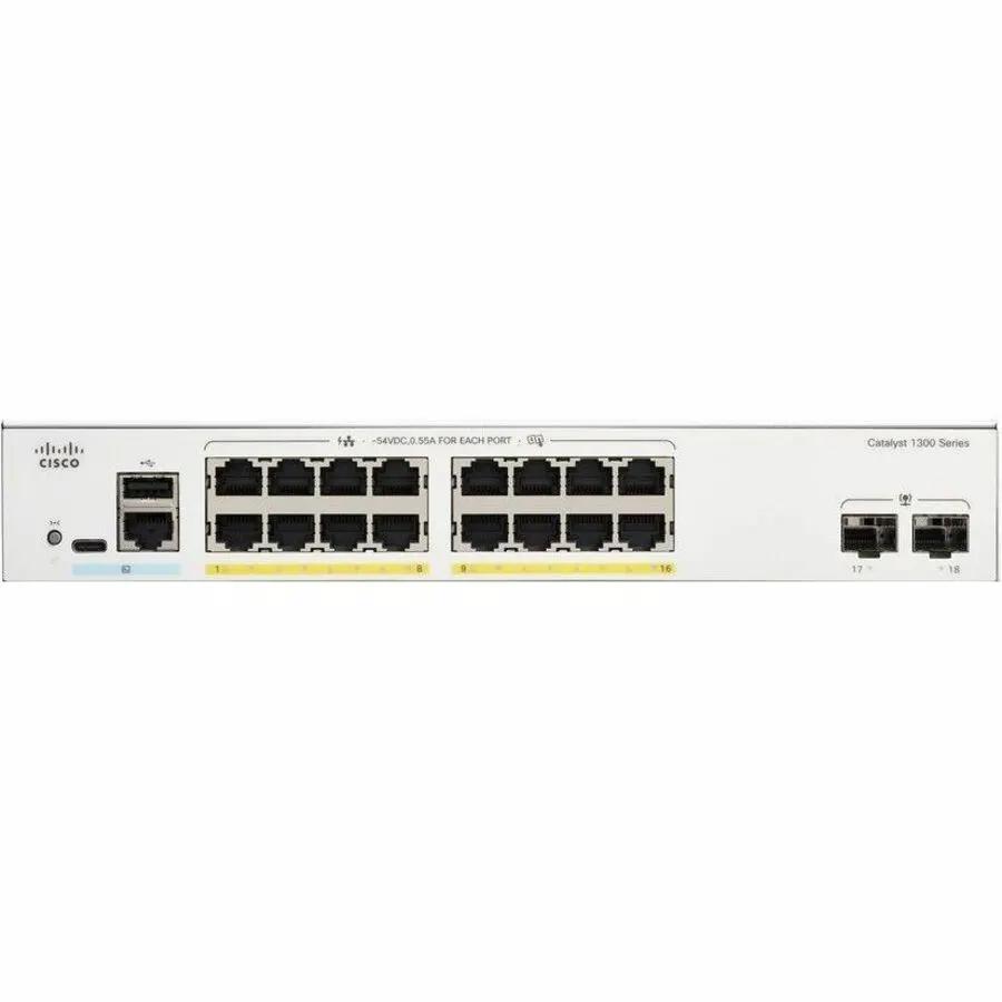 Cisco Catalyst 1300 16-port Gigabit PoE switch with 2 SFP uplink ports