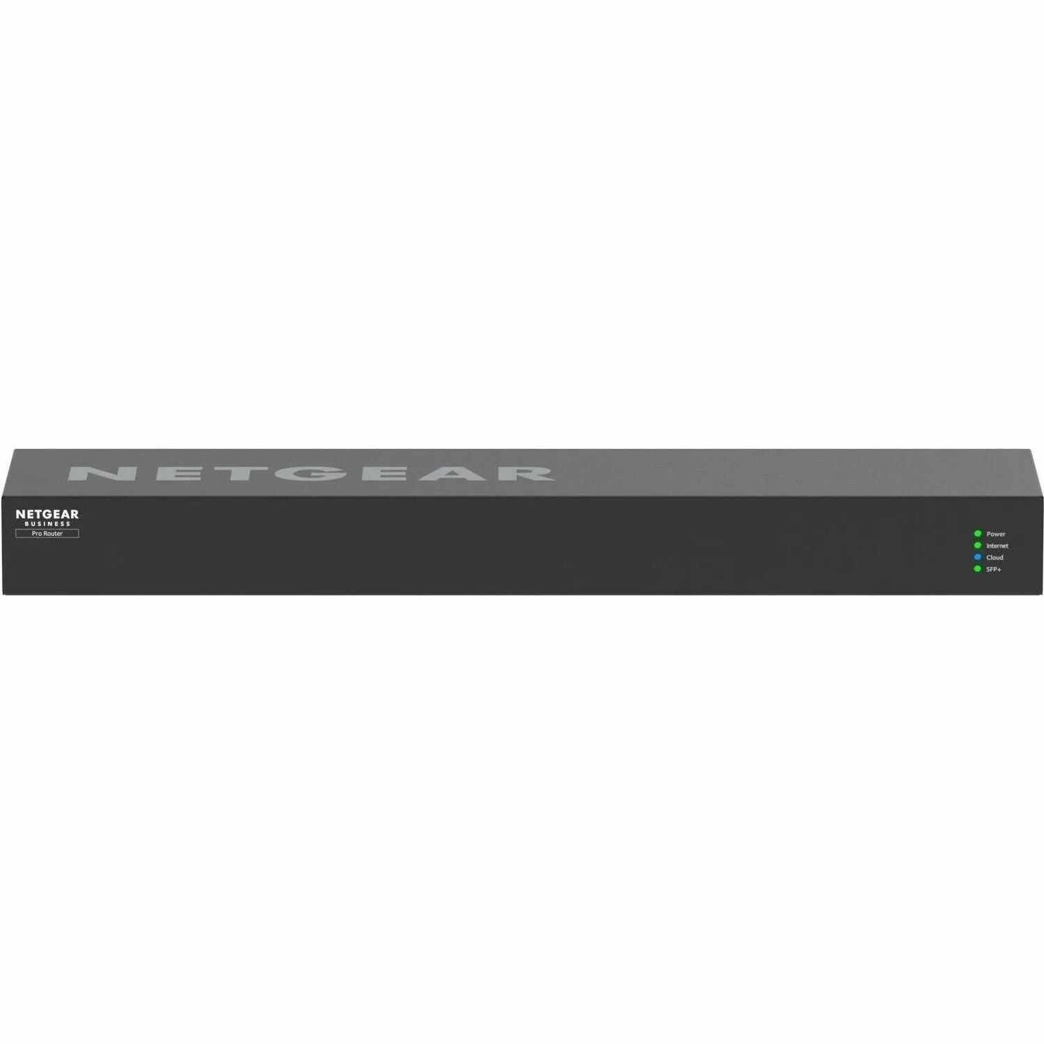NETGEAR Pro Router, black business router with LED indicators on the front panel.